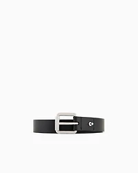 Emporio Armani - Smooth leather belt with eagle plate, Man, Black, Size: