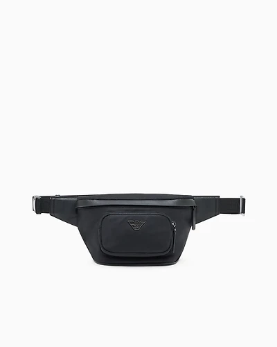 Emporio Armani - ASV recycled-nylon belt bag, Man, Black, Size: TU