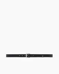 Emporio Armani - Smooth leather belt with eagle plate, Man, Black, Size: