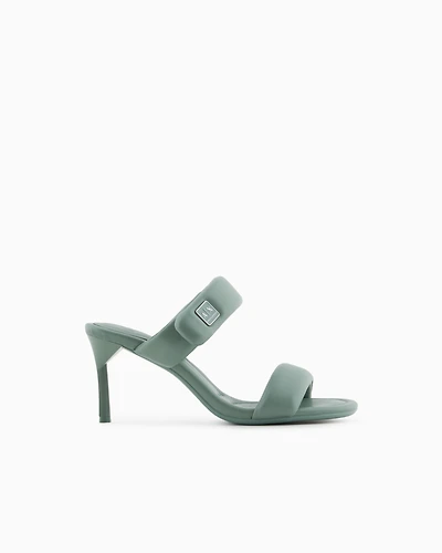 Armani Exchange - Heeled sandals with two straps, Woman, Green, Size: 35