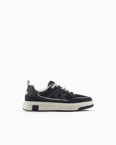 Armani Exchange -  Mesh sneakers with logo on the side, Man, Navy Blue, Size: