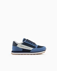 Suede sneakers with mesh inserts