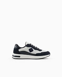 Armani Exchange - Mesh sneakers with rubber logo, Man, Navy Blue, Size: