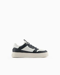 Sneakers eco-leather with elastic laces