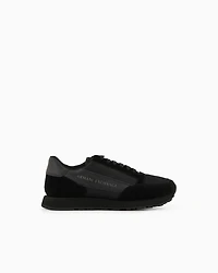 Armani Exchange - Suede sneakers with mesh inserts, Man, Black, Size:
