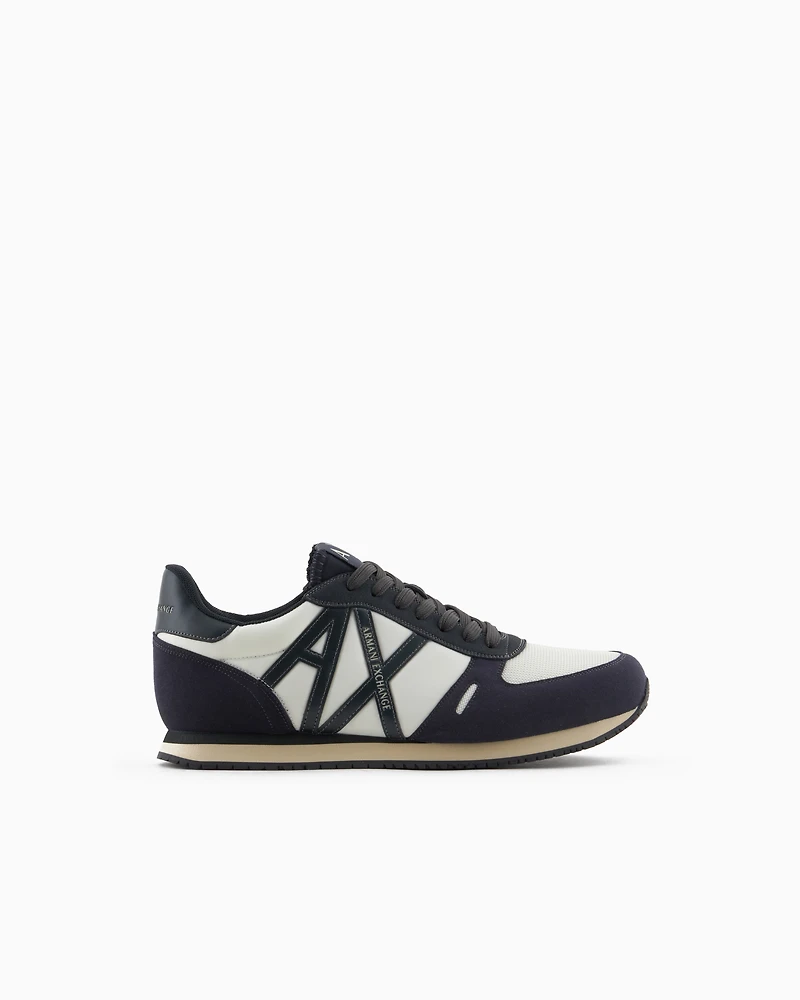 Armani Exchange - Sneakers eco-suede, mesh and nylon, Man, Navy Blue, Size: