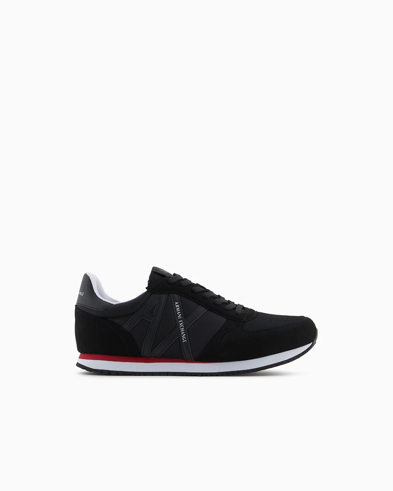 Armani Exchange - Sneakers eco-suede, mesh and nylon, Man, Black, Size: