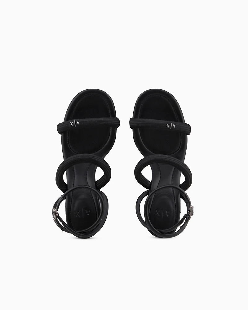 Armani Exchange - Heeled sandals with straps, Woman, Black, Size: