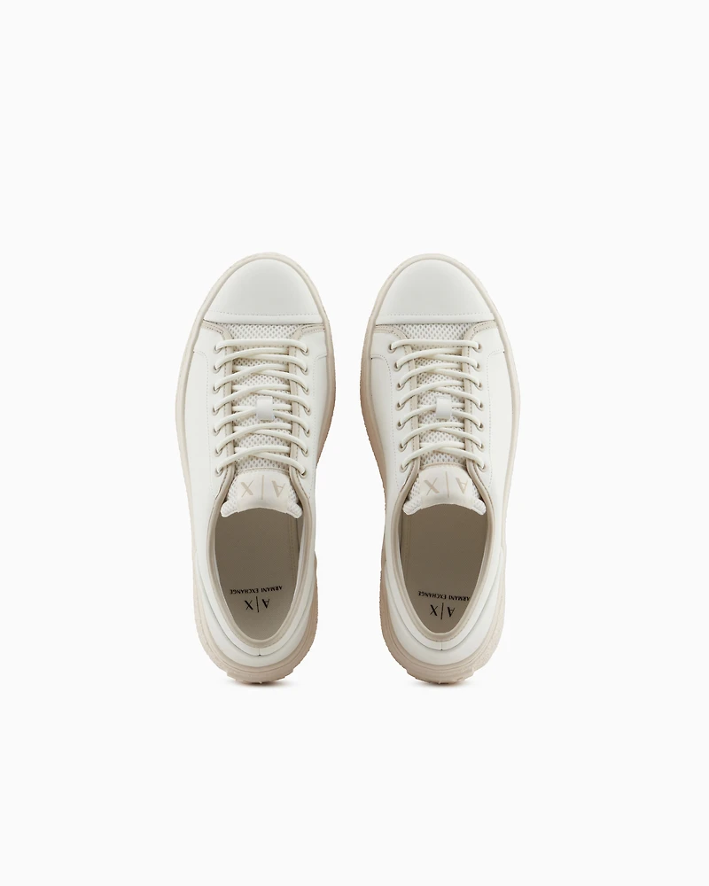 Leather sneakers with mesh insert