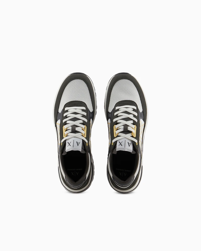 ECO-SUEDE COLOR BLOCK LOGO SNEAKERS