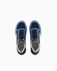 Suede sneakers with mesh inserts