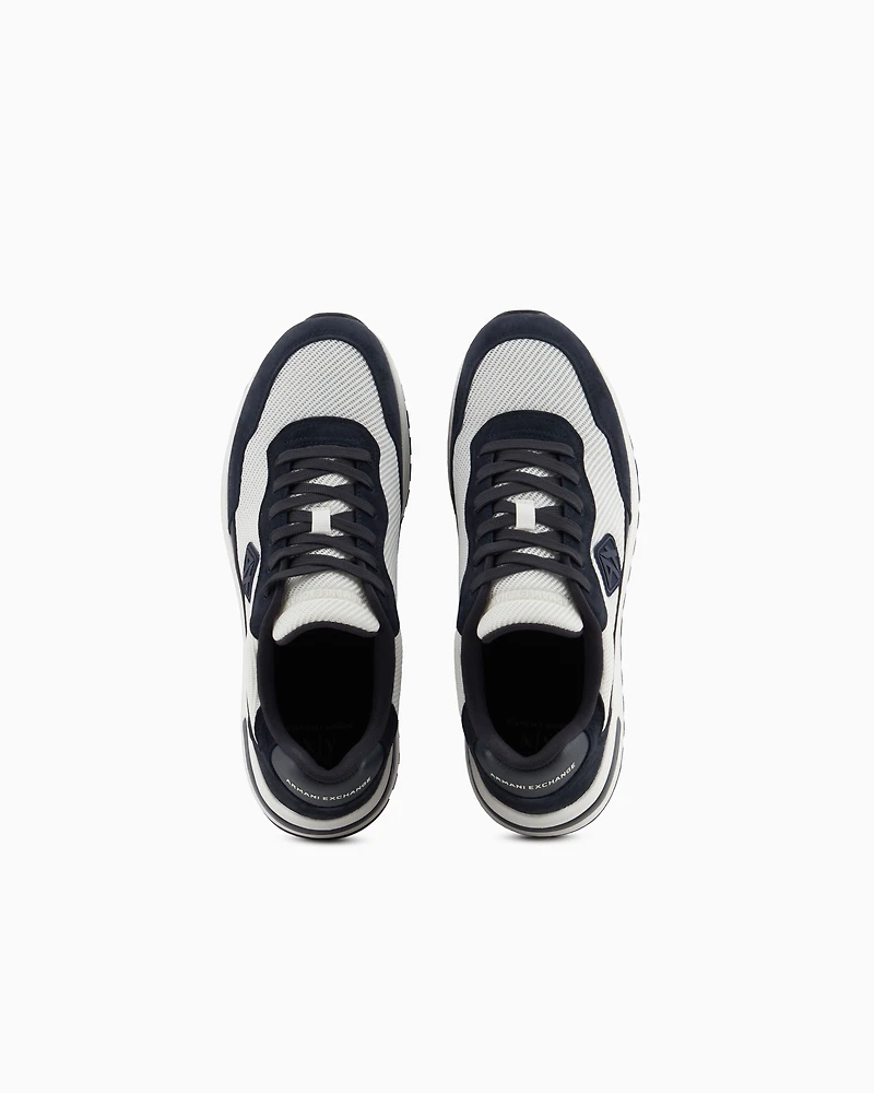 Mesh sneakers with rubber logo