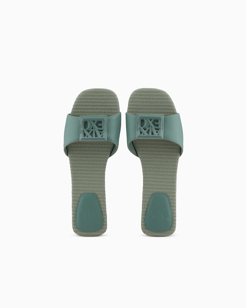 Armani Exchange - Slippers with band and logo, Woman, Green, Size: