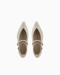 Armani Exchange - Pointed toe ballerinas with two straps, Woman, Beige, Size: