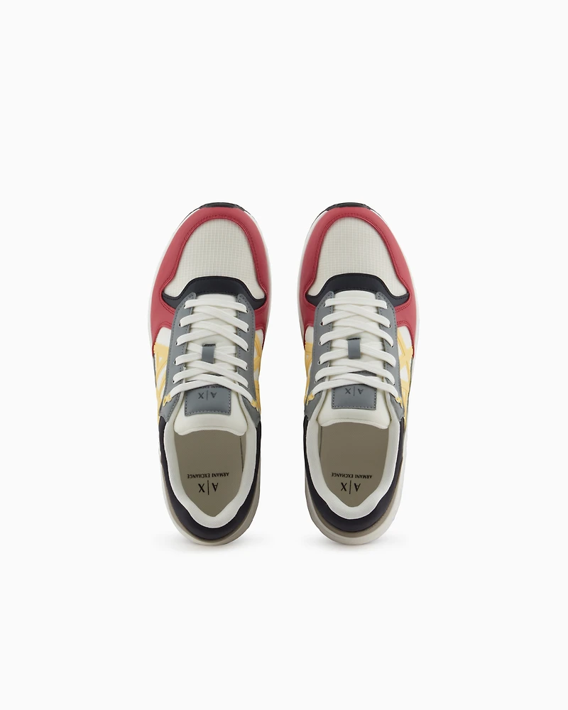 Sneakers with side logo and contrasting inserts