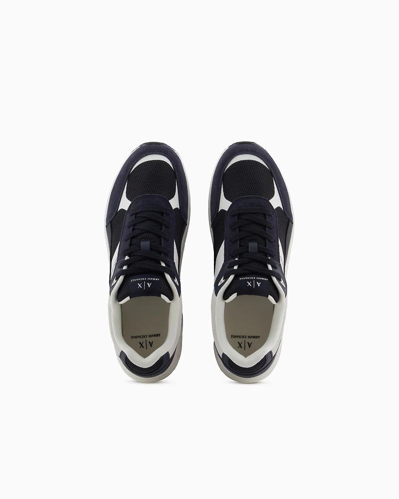 Armani Exchange - Oversized sneakers with contrasting inserts, Man, Black, Size: