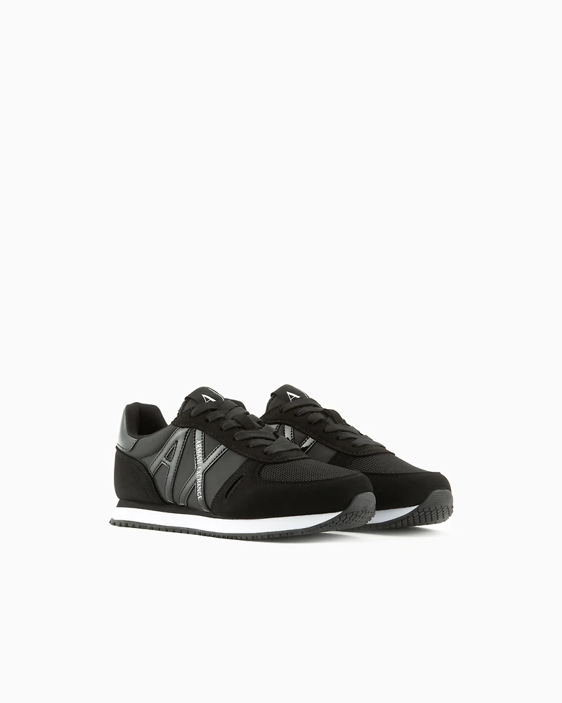 Armani Exchange - Microfiber sneakers with logo, Woman, Black, Size: 39