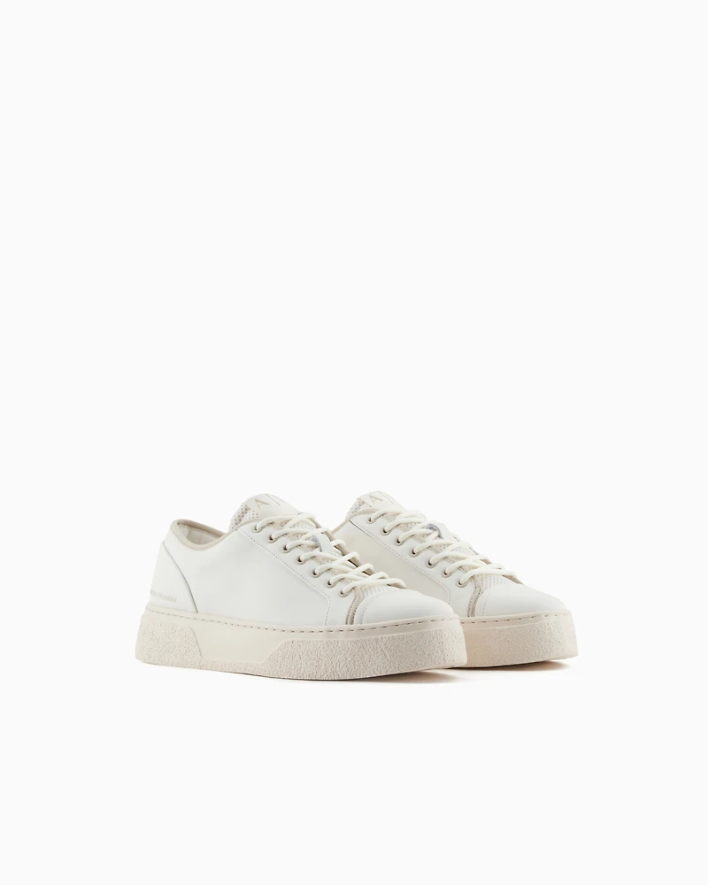 Leather sneakers with mesh insert