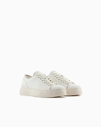 Leather sneakers with mesh insert