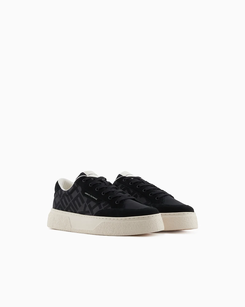 Sneakers with allover logo insert