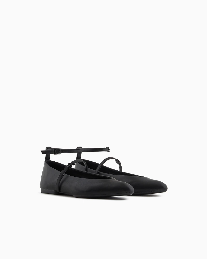 Armani Exchange - Pointed toe ballerinas with two straps, Woman, Black, Size: