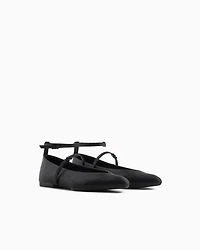 Armani Exchange - Pointed toe ballerinas with two straps, Woman, Black, Size: