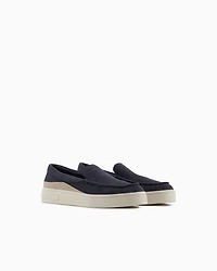 Armani Exchange - Suede Slip On, Man, Navy Blue, Size: