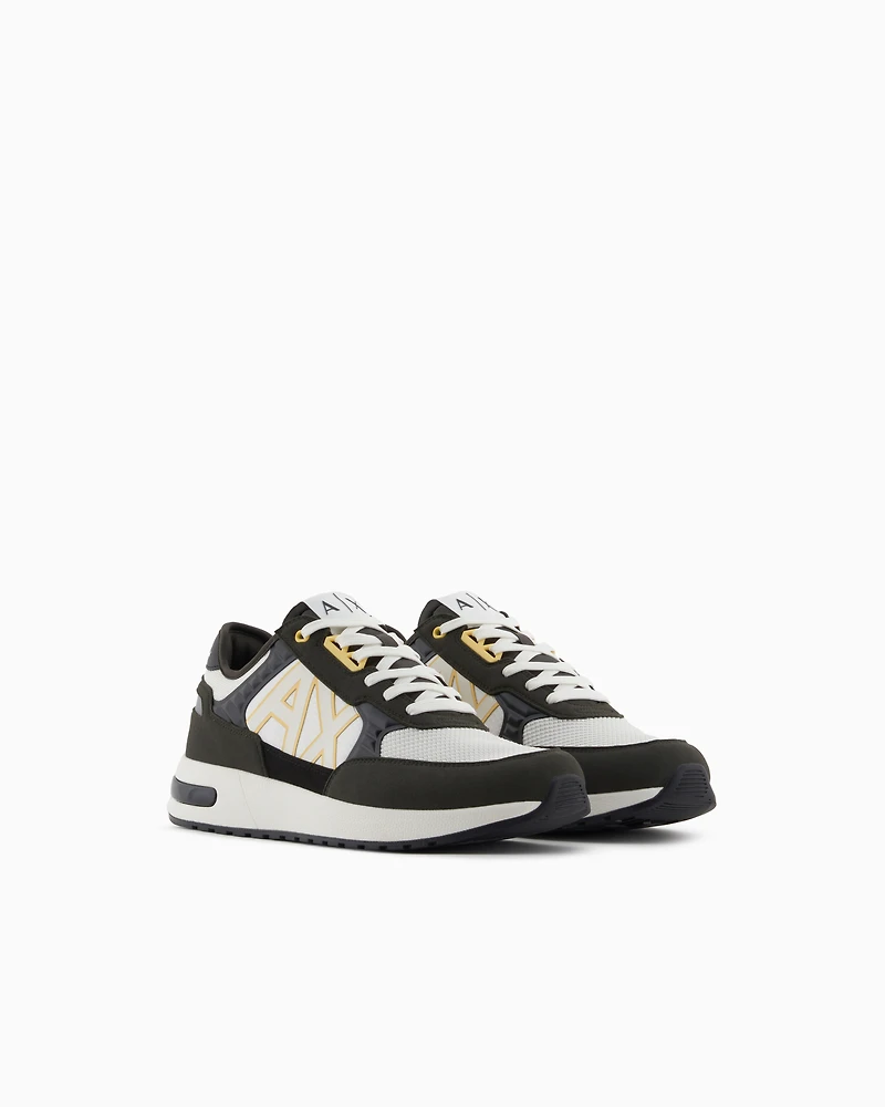 ECO-SUEDE COLOR BLOCK LOGO SNEAKERS
