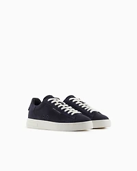 Armani Exchange - Leather sneakers with logo, Man, Navy Blue, Size: