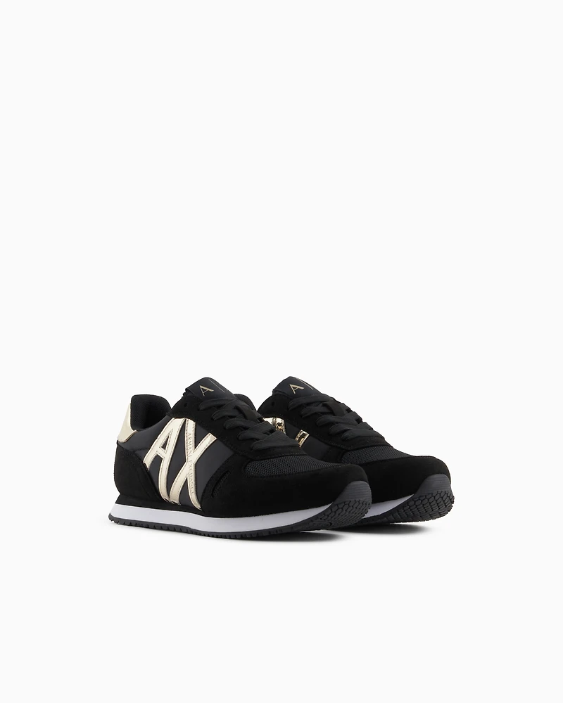 Microfiber sneakers with logo