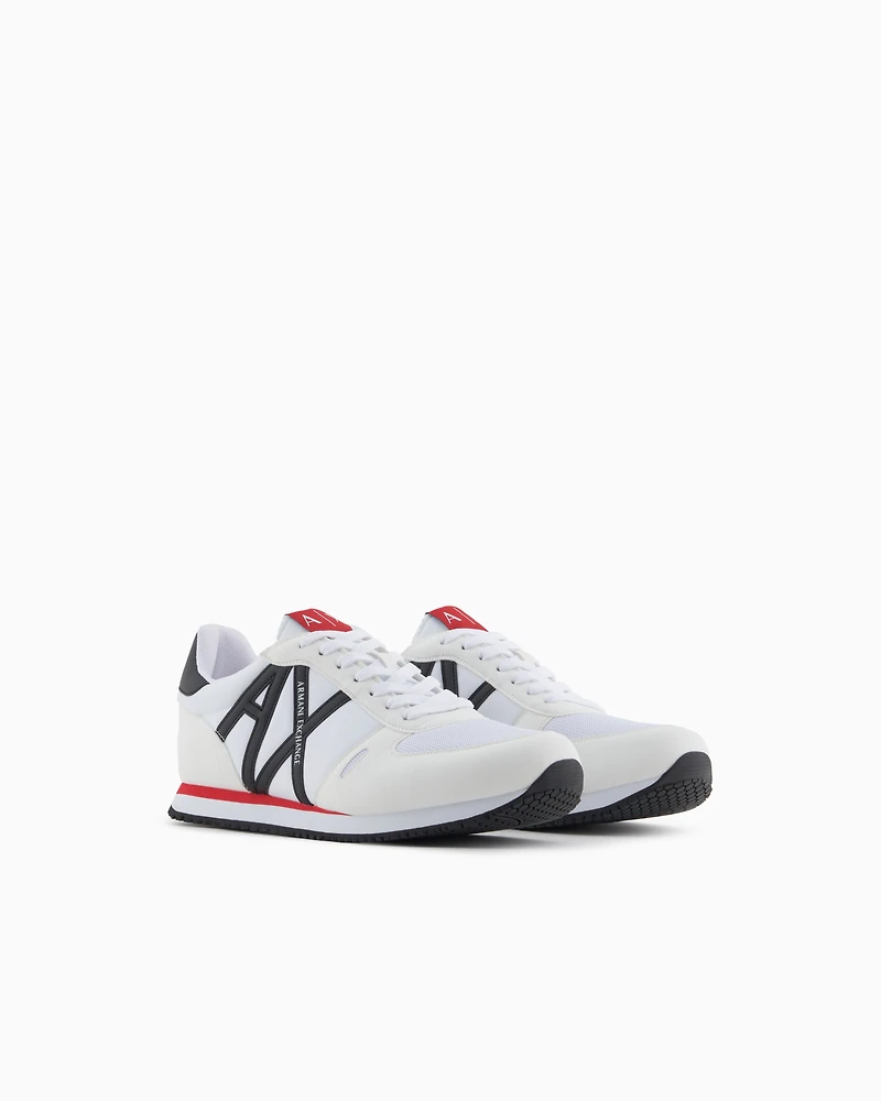 Armani Exchange - Sneakers eco-suede, mesh and nylon, Man, White, Size: