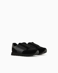 Armani Exchange - Suede sneakers with mesh inserts, Man, Black, Size: