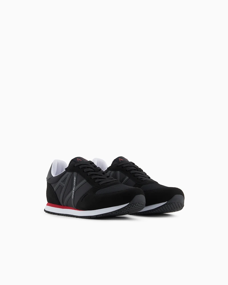Armani Exchange - Sneakers eco-suede, mesh and nylon, Man, Black, Size: