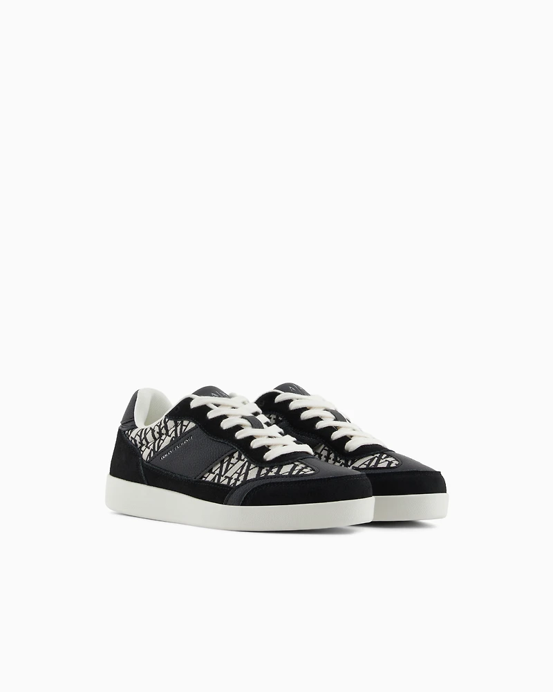 Sneakers with allover logo inserts
