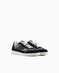 Sneakers with allover logo inserts