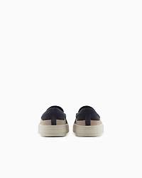 Armani Exchange - Suede Slip On, Man, Navy Blue, Size: