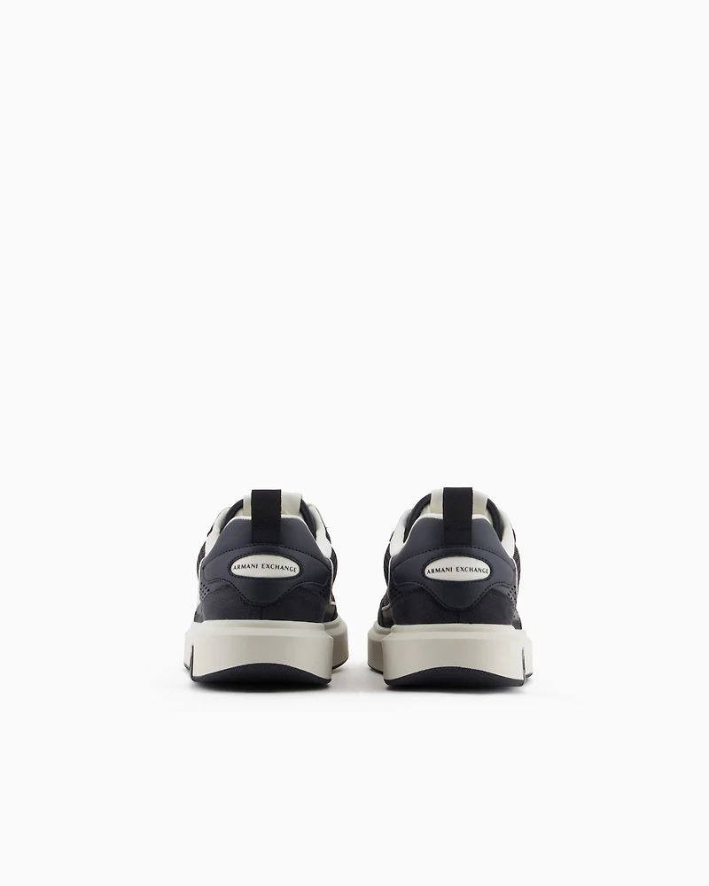 Armani Exchange -  Mesh sneakers with logo on the side, Man, Navy Blue, Size: