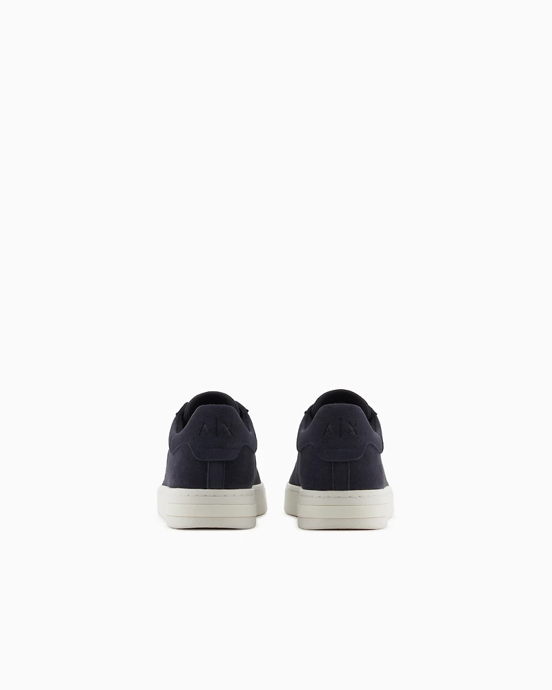 Armani Exchange - Leather sneakers with logo, Man, Navy Blue, Size: