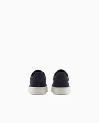 Armani Exchange - Leather sneakers with logo, Man, Navy Blue, Size: