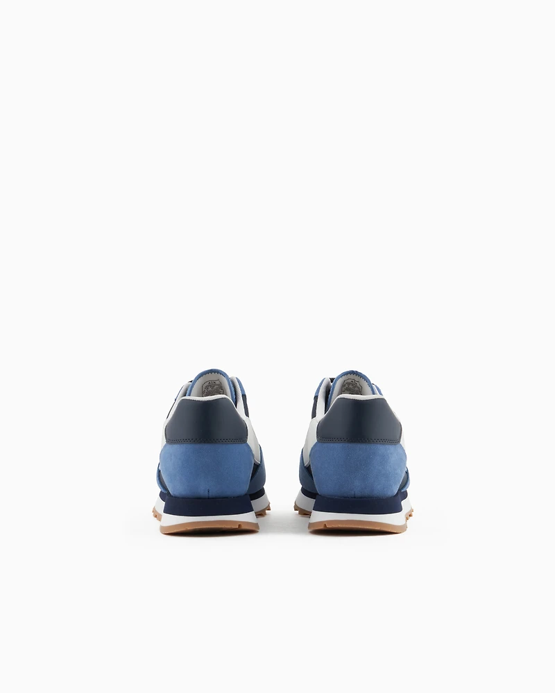 Suede sneakers with mesh inserts