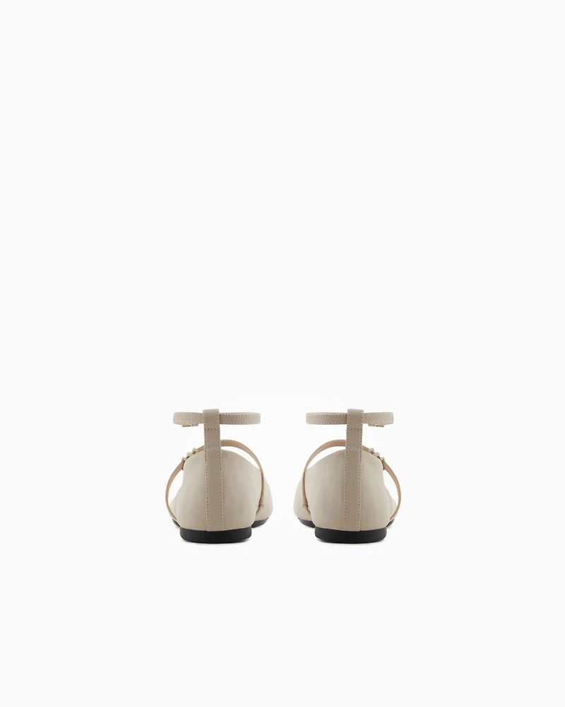 Armani Exchange - Pointed toe ballerinas with two straps, Woman, Beige, Size: