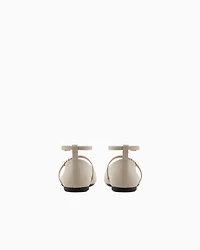 Armani Exchange - Pointed toe ballerinas with two straps, Woman, Beige, Size: