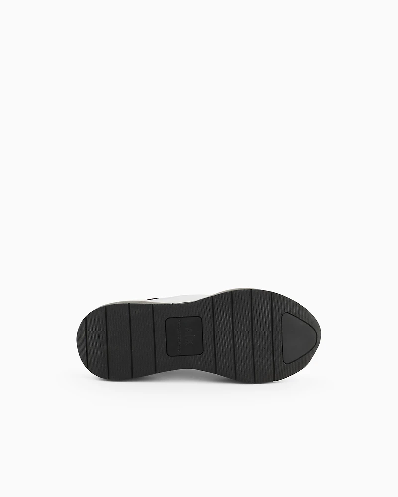 Leather sneakers with logo application