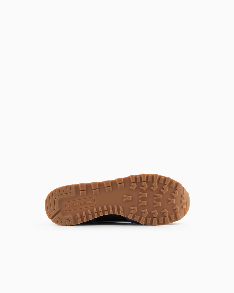 Suede sneakers with mesh inserts
