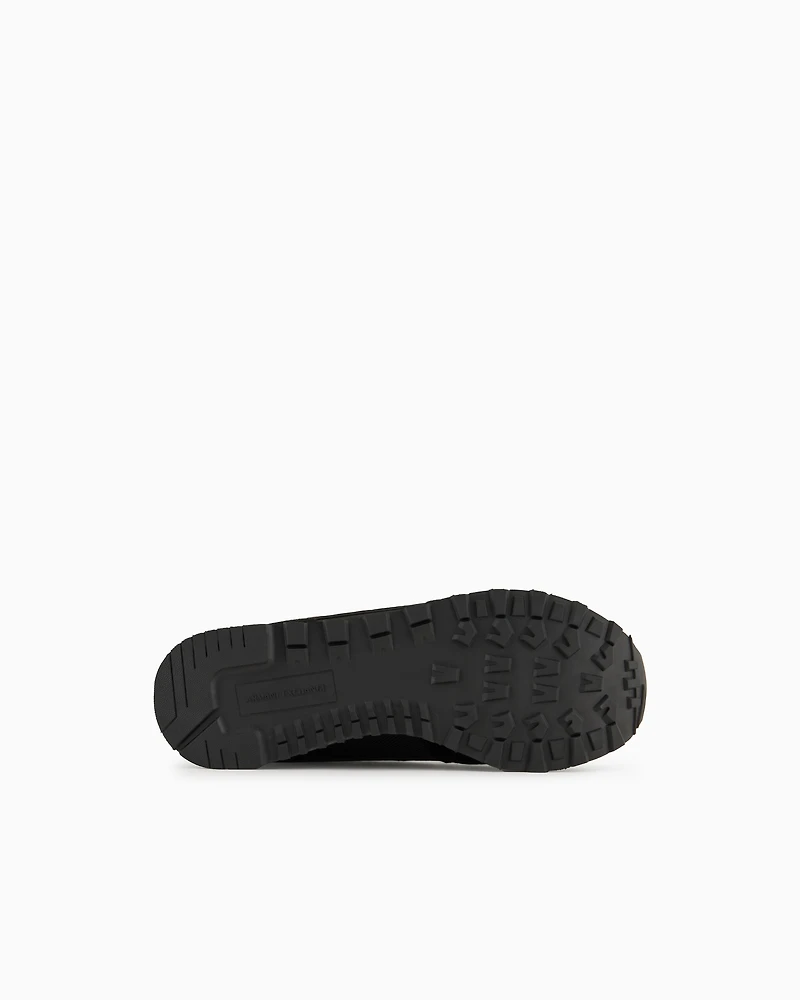 Armani Exchange - Suede sneakers with mesh inserts, Man, Black, Size: