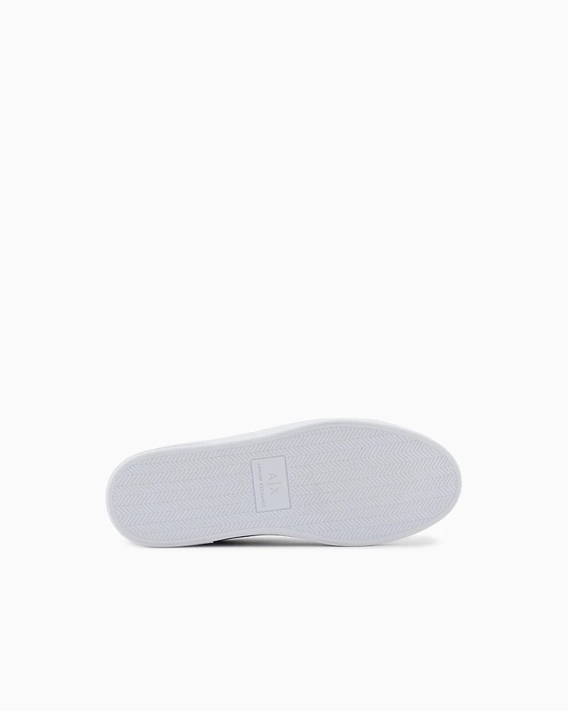 Armani Exchange - Leather sneakers with logo on the sole, Man, Blue, Size: