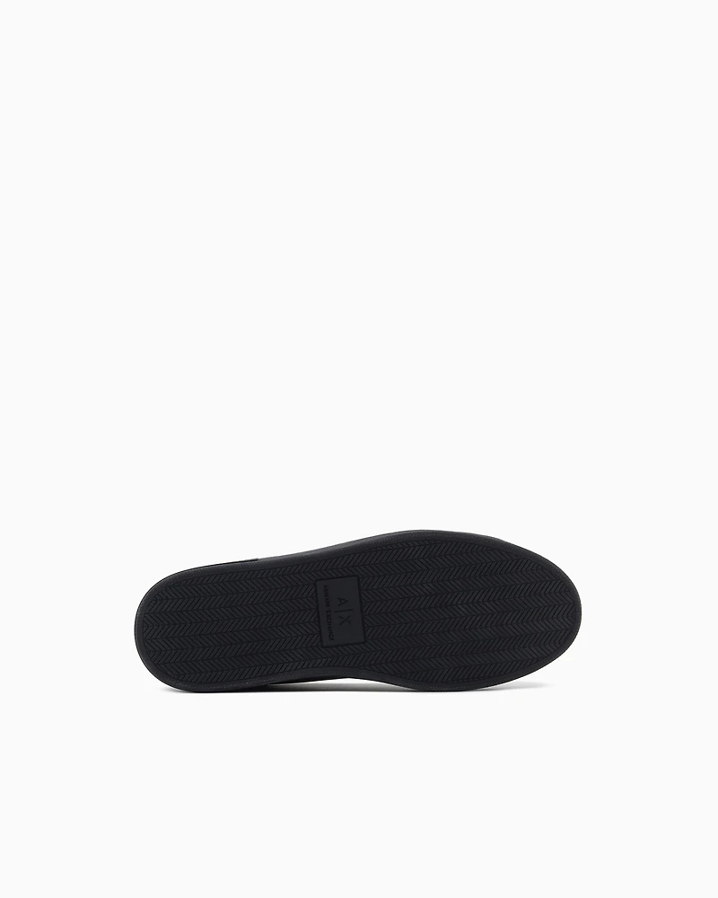 Armani Exchange - Leather sneakers with logo on the sole, Man, Black, Size:
