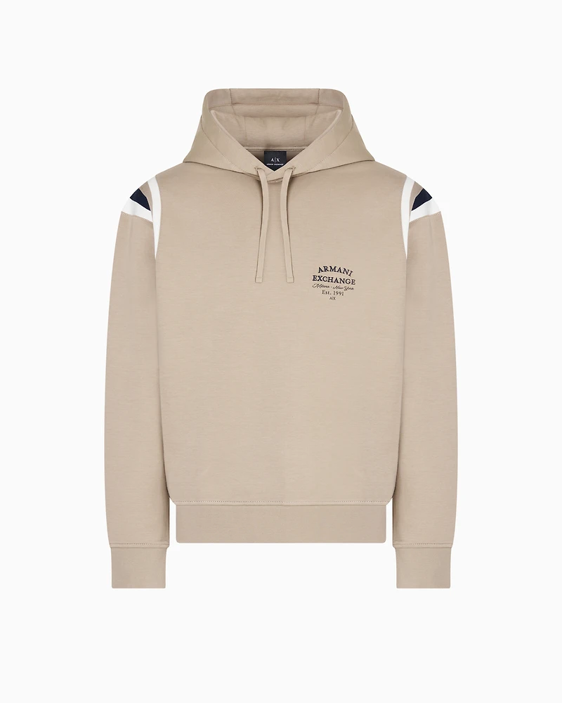 Cotton blend sweatshirt with stripes on the shoulders