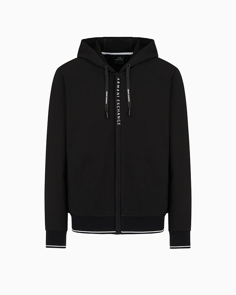 Stretch fabric zip-up sweatshirt