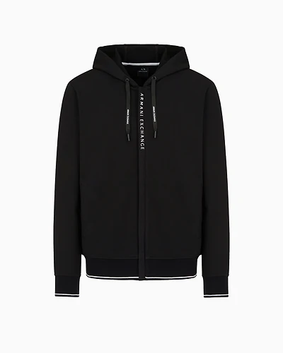 Stretch fabric zip-up sweatshirt